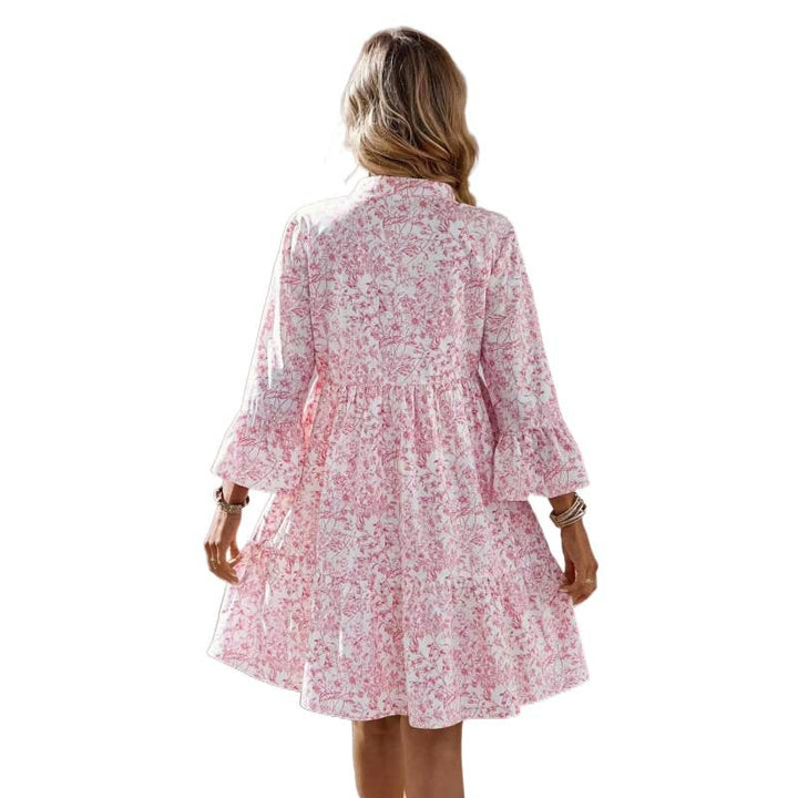 Dame sommerligt chiffonkjole med blomsterdesign og ruffles detaljer Skovae
