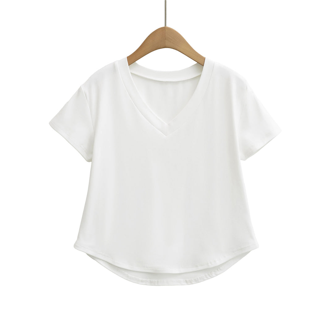 Dame V-hals Basic T-shirt med løs pasform Stilla