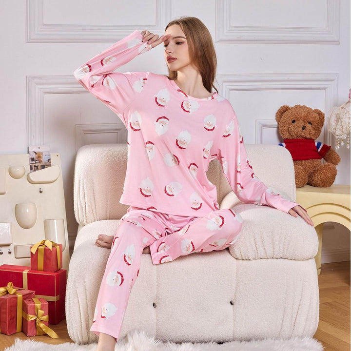 Dame Blødt Pyjamasæt med sødt julesdesign Stilla