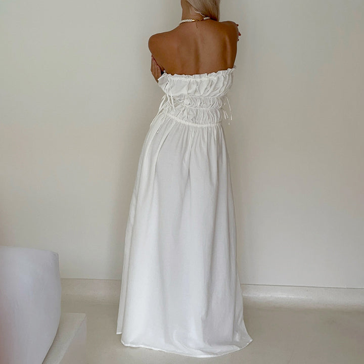 Dame Maxi-kjole med off-shoulder design og elastisk taljehæk Stilla