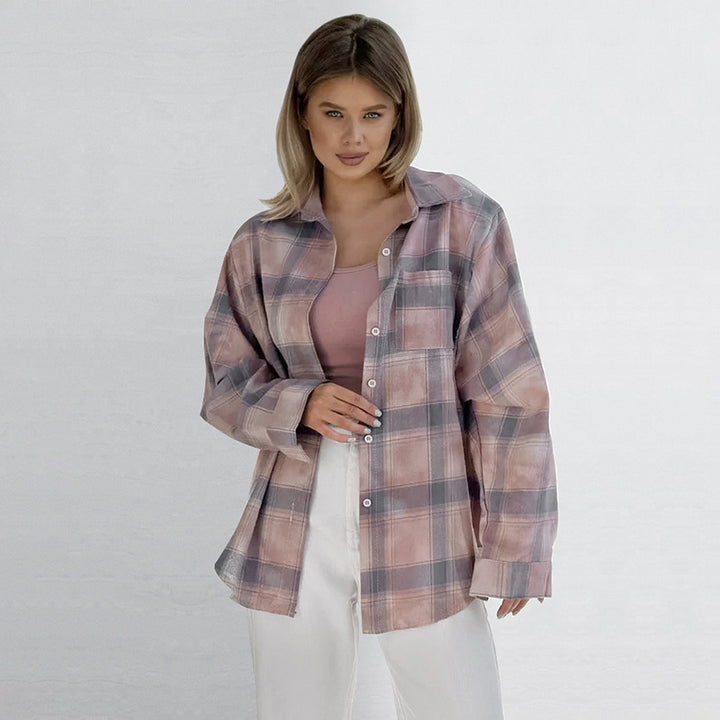Dame Ternet Overshirt-Bluse i let bomuldsblanding med afslappet snit Stilla