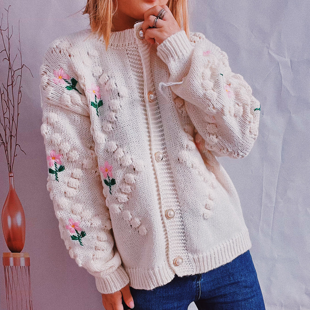 Kvinders cardigan med blomster mønster Stilla