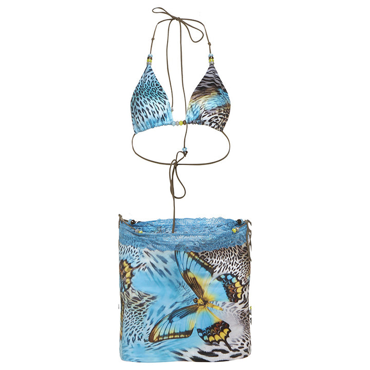 Dame bikinisæt med unikt sommerfuglemotiv og sart design Stilla