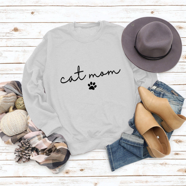 Dame sweatshirt med kreativ kat mor design Skovae