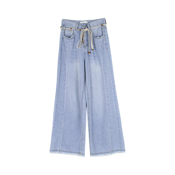Dame High-Waist jeans i vidde snit med justerbar talje og frynset kant Stilla