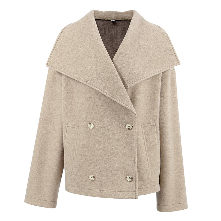 Damer oversized uldfrakke med elegant revers og dobbelt knaplukning Stilla