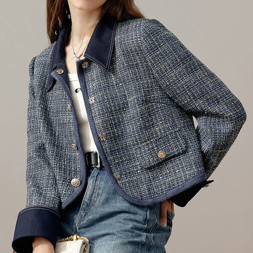 Dame moderat kort jakke i tweed-stil Stilla