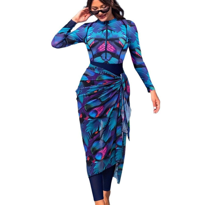 Dame Moderne UV-beskyttelse Badedragt med Wrap Skirt Skovae