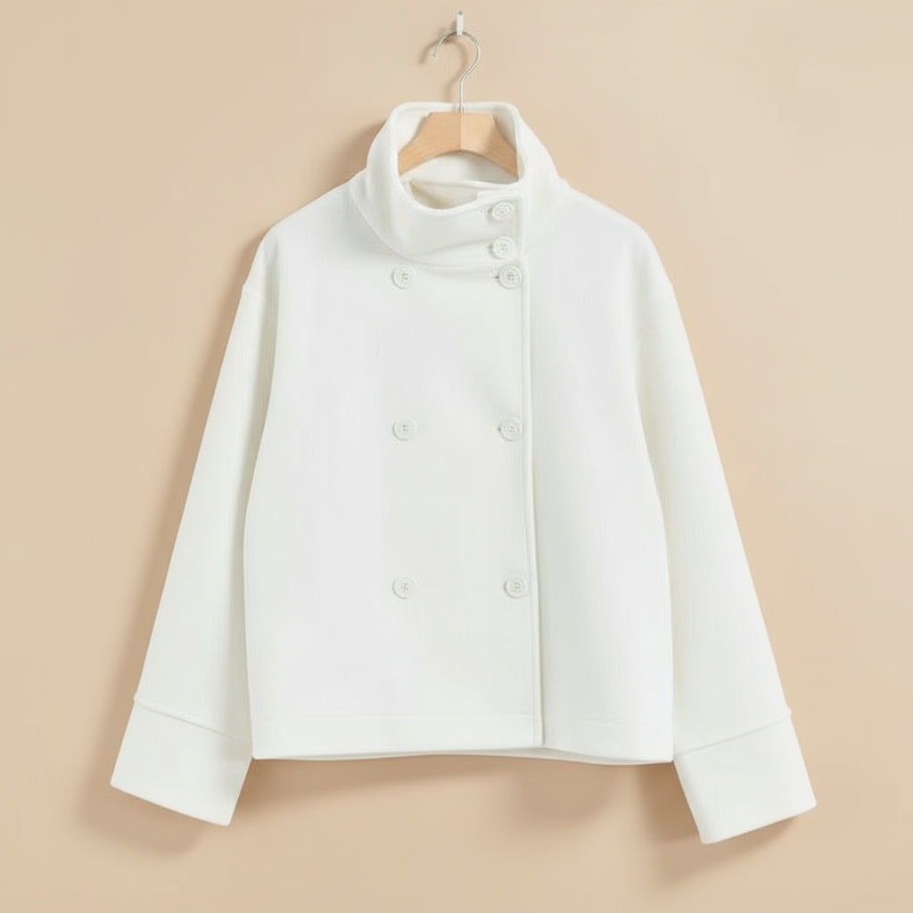 Damesmode Cropped Jakke med Høj Krave og Dobbelt Knaplås Stilla