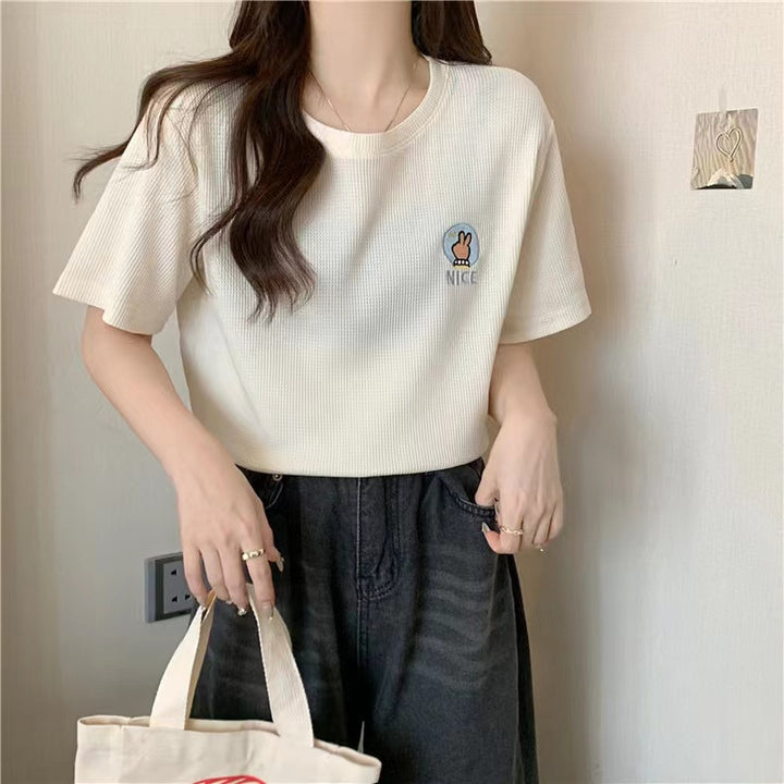 Femme Casual Graphic Korte Ærmer T-Shirt med Legende Design Stilla