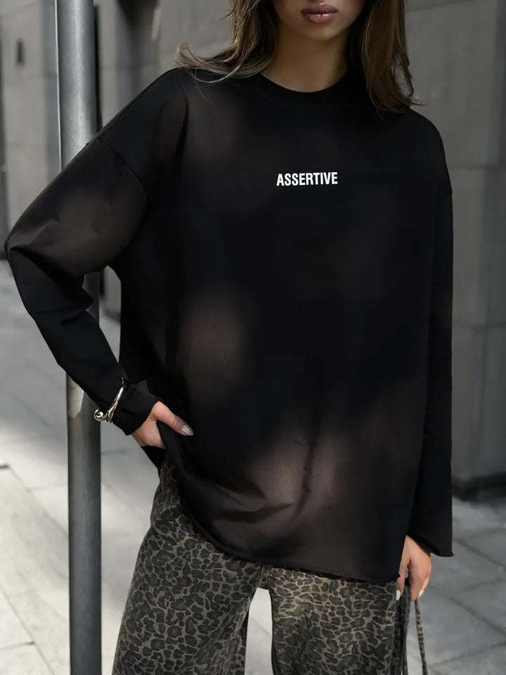 Kvinders afslappede oversized sweatshirt med printdesign Skovae