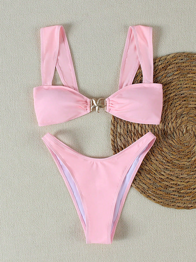Dame bikini-sæt med elegant knude-detalje og høj kvalitet bindemønster Skovae