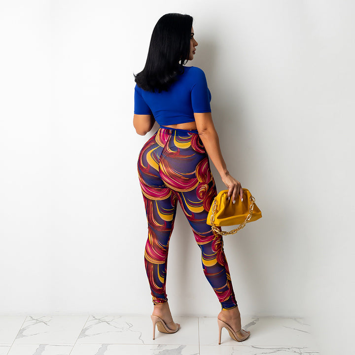 Damer Vibrante Abstrakt Tryk Høj Talje Leggings Stilla