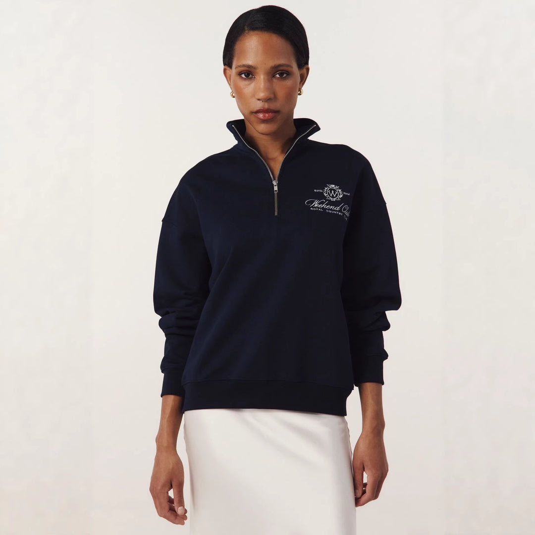 Kvindernes sporty zip-pullover med en afslappet pasform og elegant broderi Stilla