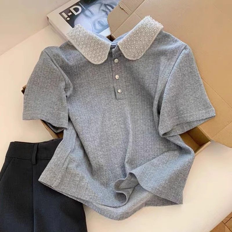 Dame polo top med elegant krave Stilla