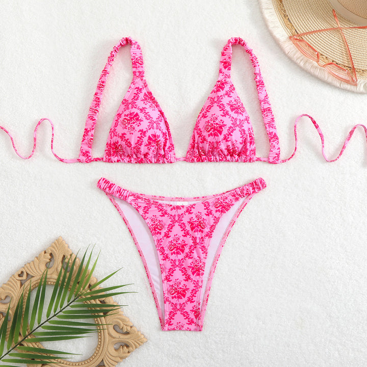 Dame bikini-sæt med blomstret design og justerbare stropper Skovae