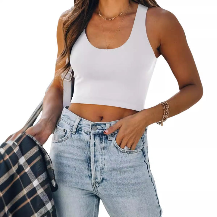 Dame sporty crop-top med brede stropper og tætsiddende snit Stilla