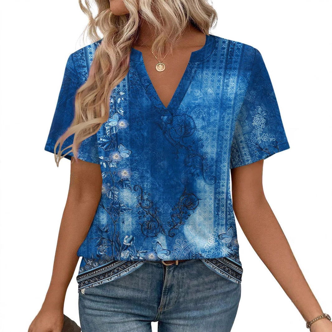 Dame Fritid V-Hals T-Shirt Stilla