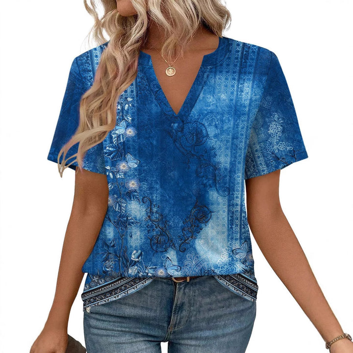 Dame Fritid V-Hals T-Shirt Stilla