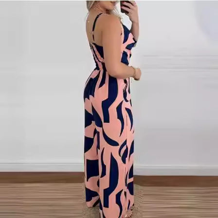 Dame Bredbenet Floral-Print Jumpsuit Stilla