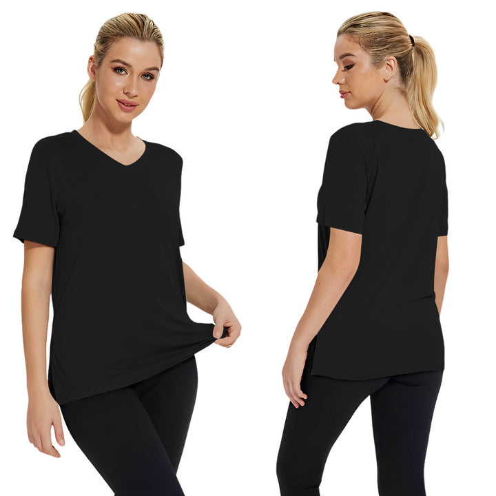 Dame Funktionelt V-Hals Sport T-shirt med åndbar teknologi Skovae