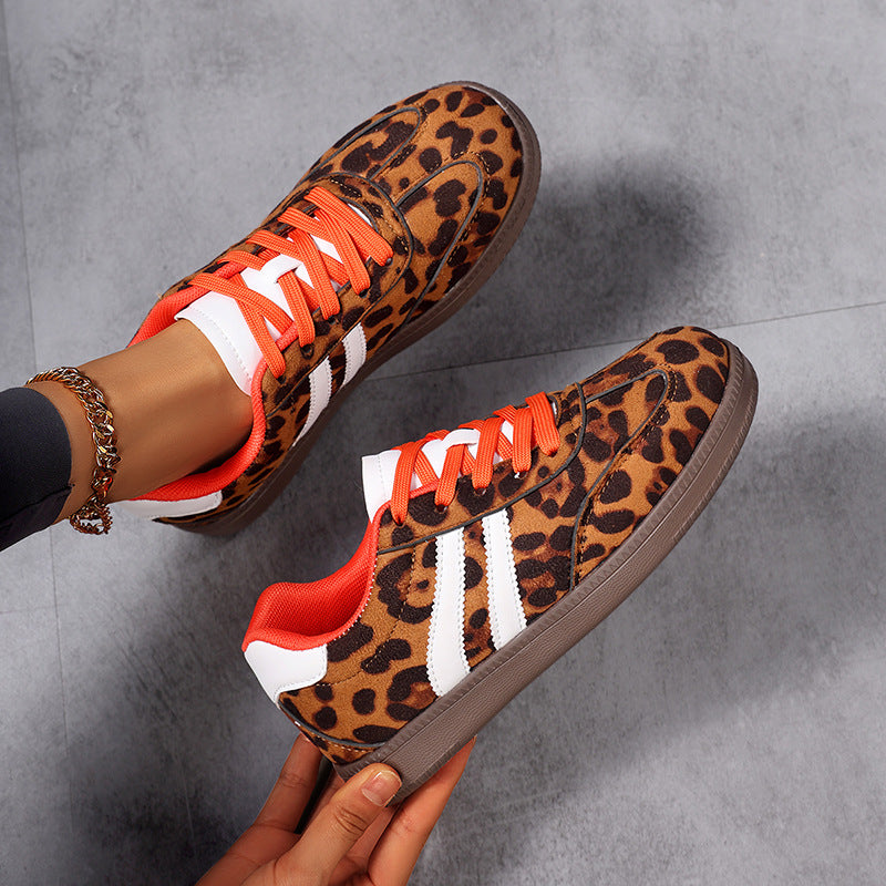 Dame nan leopardmønster wildlærgslook sneakers med ergonomisk polstret sål og skridsikre gummisåler skovae