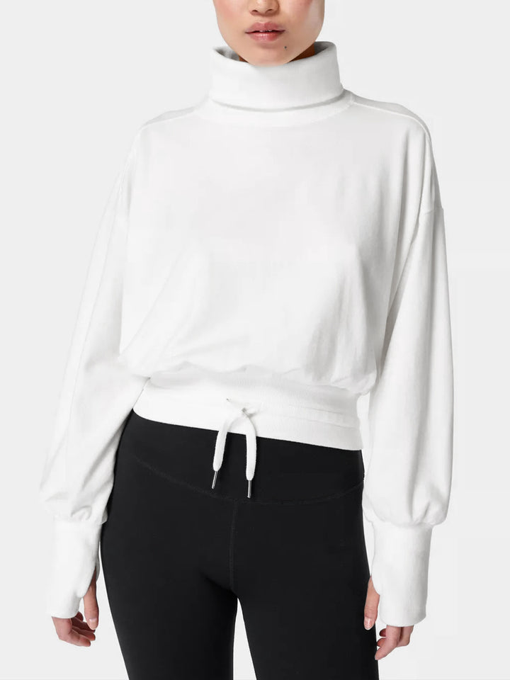 Damer afslappet sweatshirt med høj krave og elastisk bund Stilla