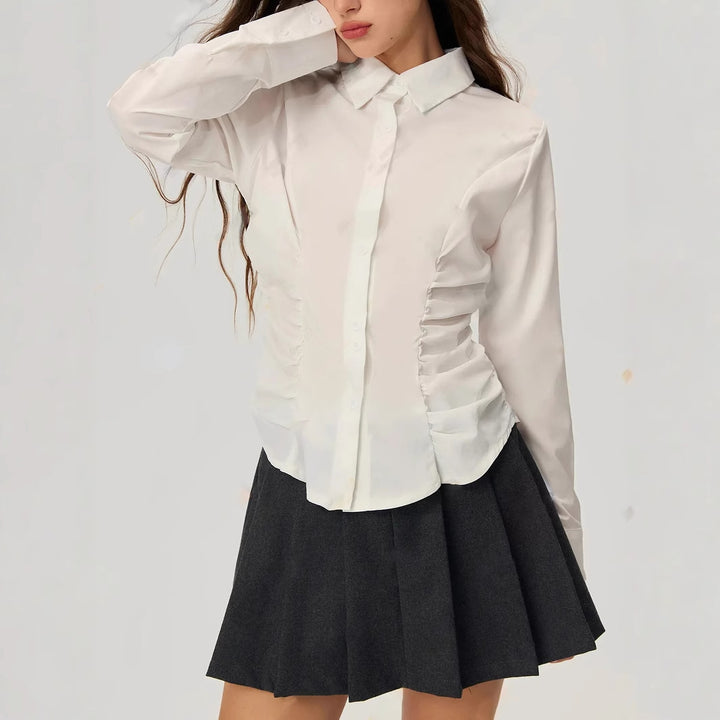 Damer elegant bluse med flæse detaljer Stilla