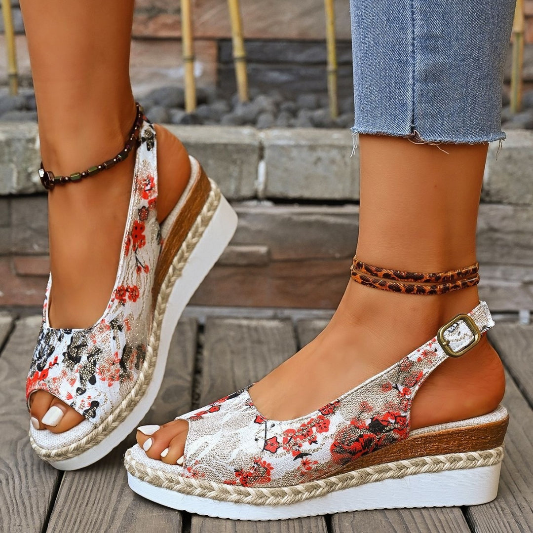 Dame Wedge-sandaler med floralt design og komfortabel fodsengsdesign Stilla