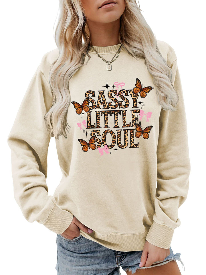 Kvinders sweatshirt med kunstnerisk sommerfugledesign Stilla