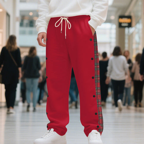 Herrer moderigtige joggingbukser med sidelægnede ternede detaljer og trykknaplukning Stilla