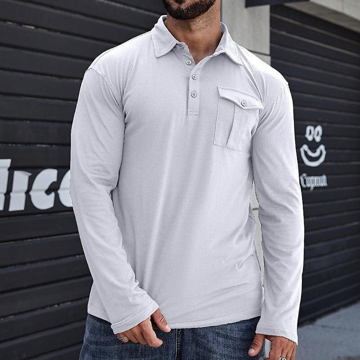 Herre Langærmet Poloshirt med praktisk brystlomme og moderne snit Stilla