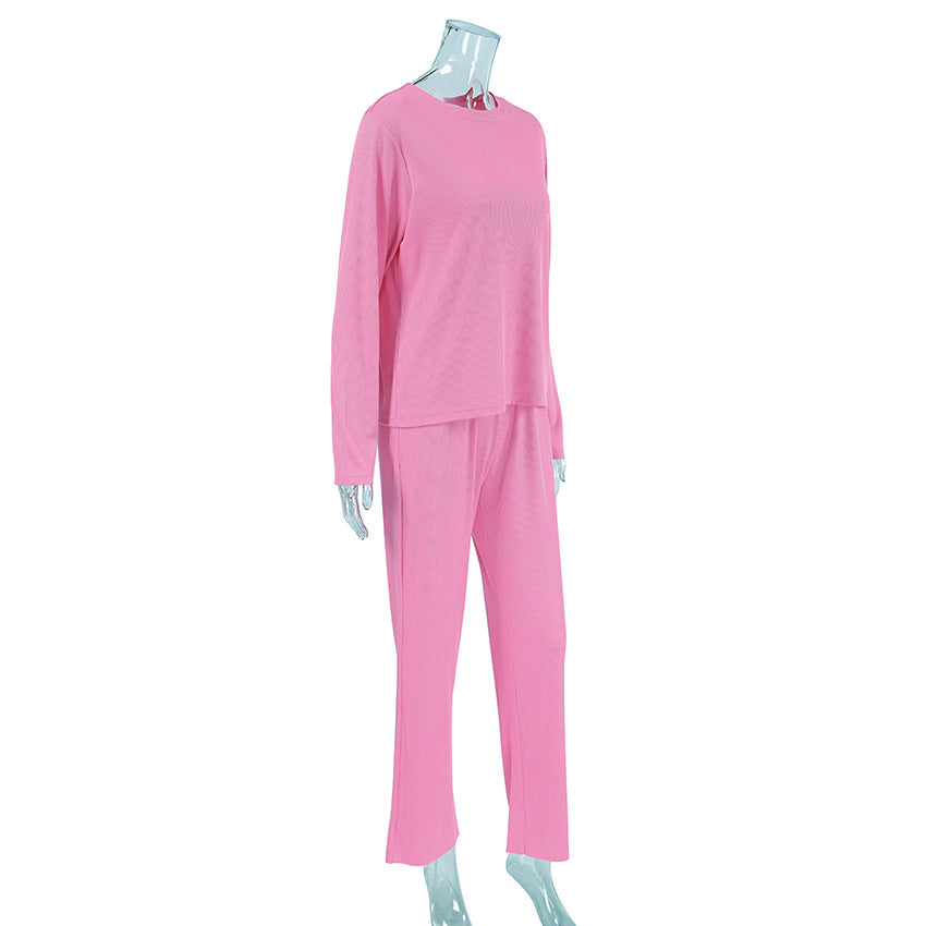 Dame hyggeligt lounge-sæt med cropped top og vide bukser Stilla