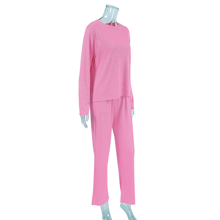 Dame hyggeligt lounge-sæt med cropped top og vide bukser Stilla