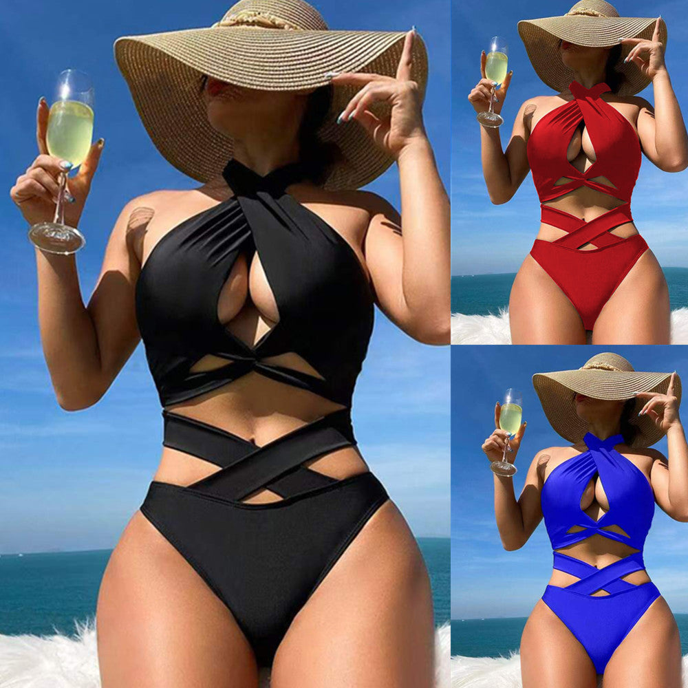Dame bikini sæt med justerbare stropper og elegant krydsdesign Skovae