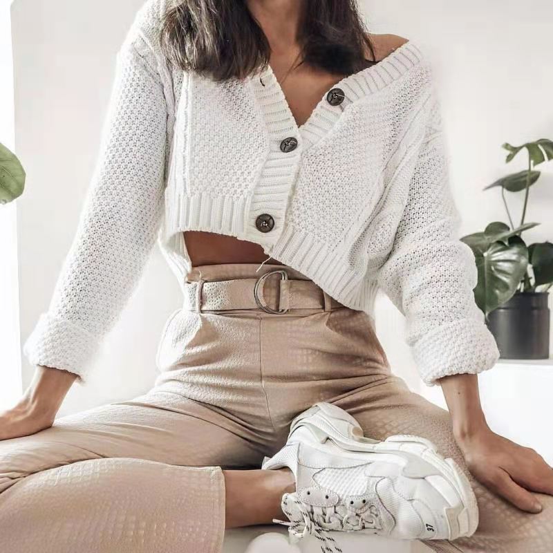 Kvinders cropped cardigan med knapdetaljer Stilla