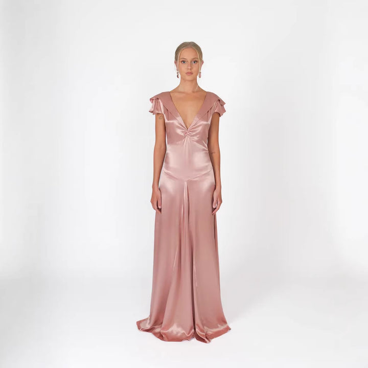 Dame Elegant og flydende Satin- jumpsuit Skovae