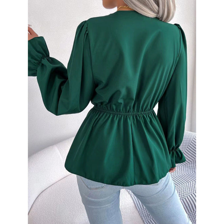 Dame Elegant V-Udsnit Bluse med Spidsedekoration Stilla