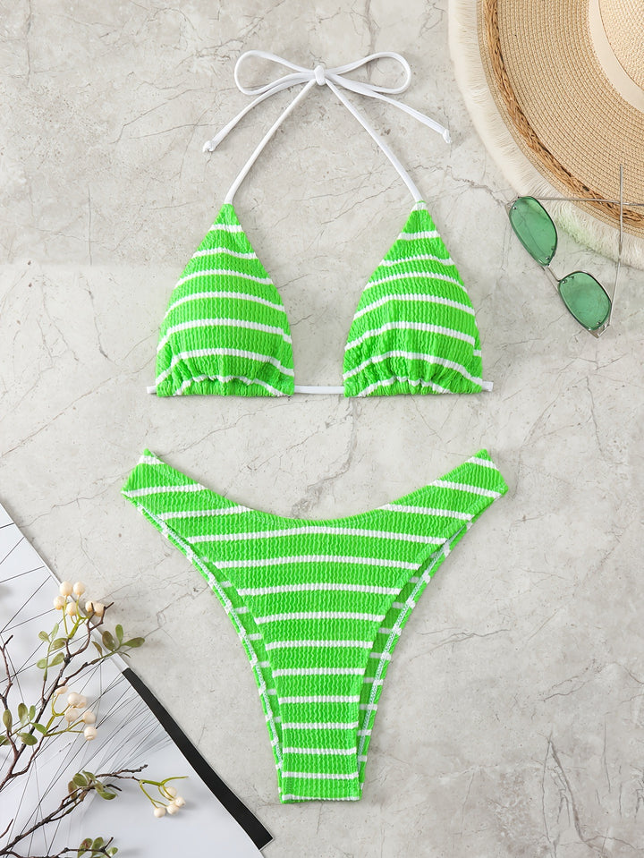 Dame triangel-bikini med raffinerede striber Skovae