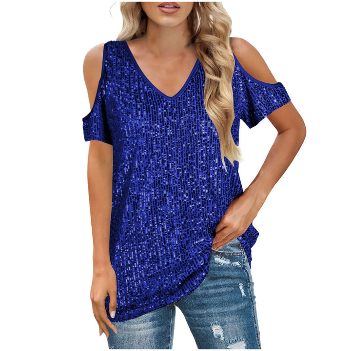 Dame Cold Shoulder Pailletten Top Stilla