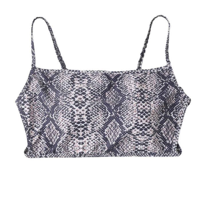Dame Cropped Bikini-top med slangeskindsdesign Skovae