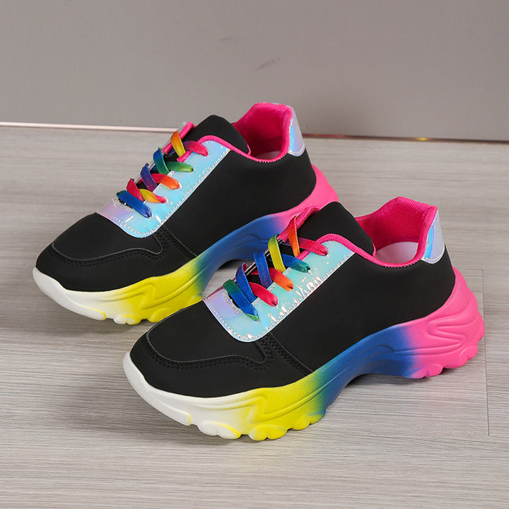 Dame Sporty Sneakers med farverige snørebånd og farvegradient Stilla