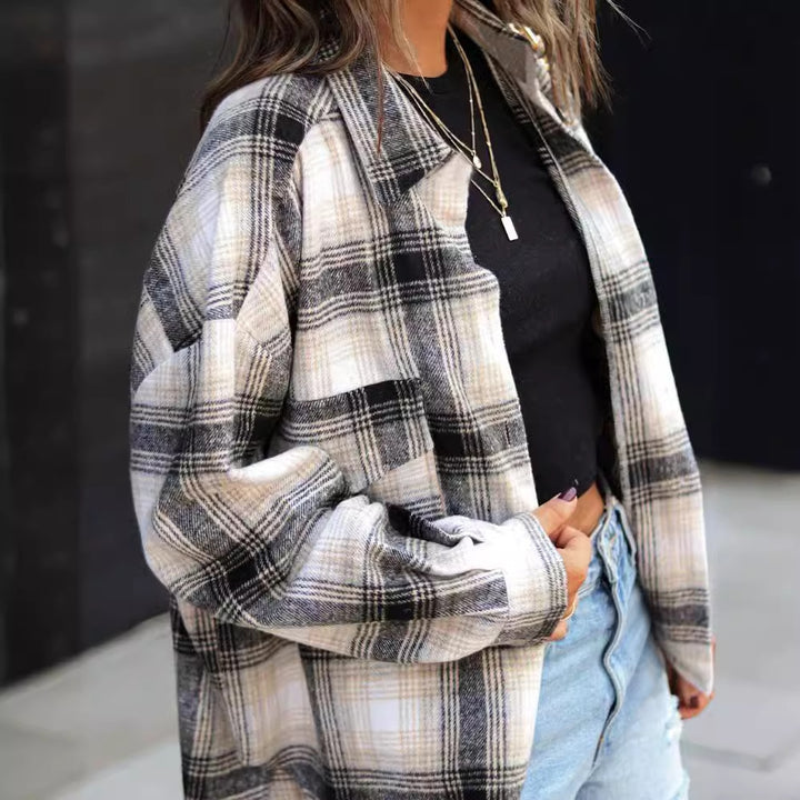 Dame Rutet Oversized-Skjorte i afslappet stil Stilla