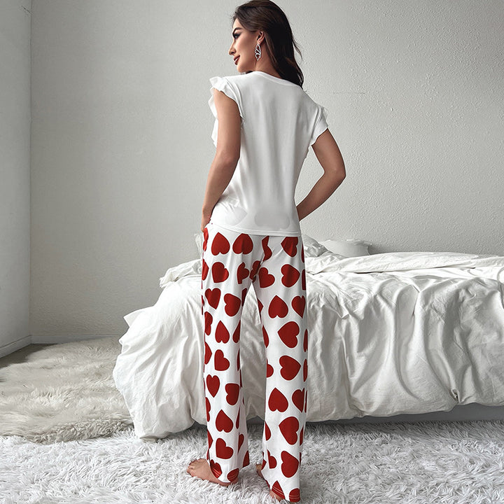 Dame Pyjamasæt med hjerteformet design og luftig pasform Stilla