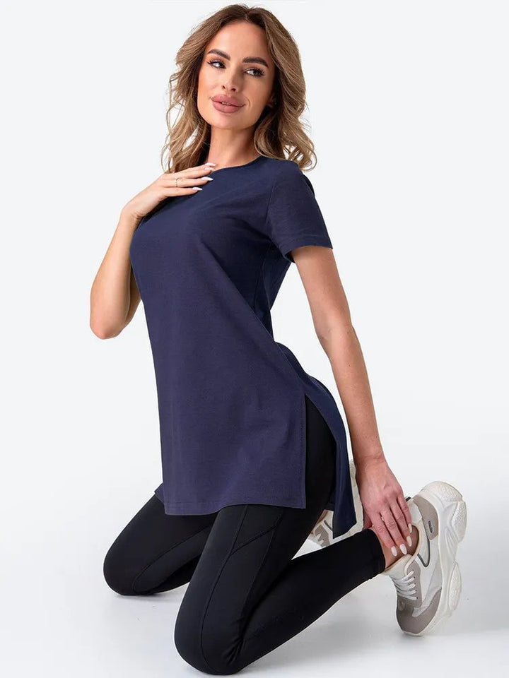 Kvinder casual longline T-shirt med sideslids og høj bærekomfort Skovae