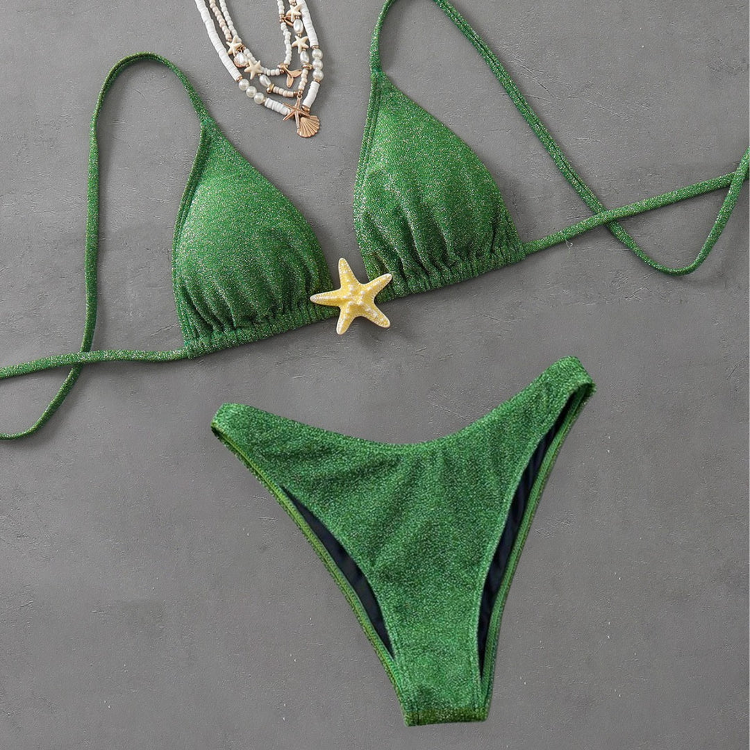 Dame triangel-bikini med trendy glimmer-effekt Skovae
