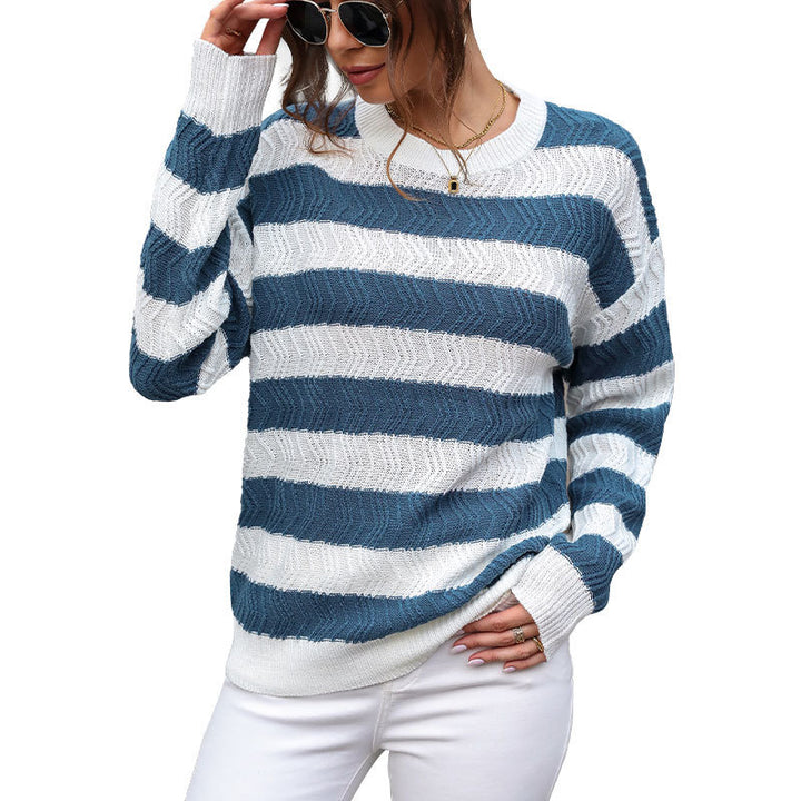 Femme Struktureret Stribet Strikpullover Stilla