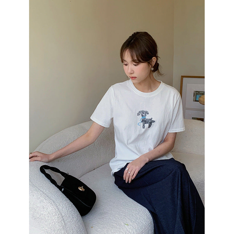 Dame T-shirt med kreativt dyremotiv og afslappet snit Stilla