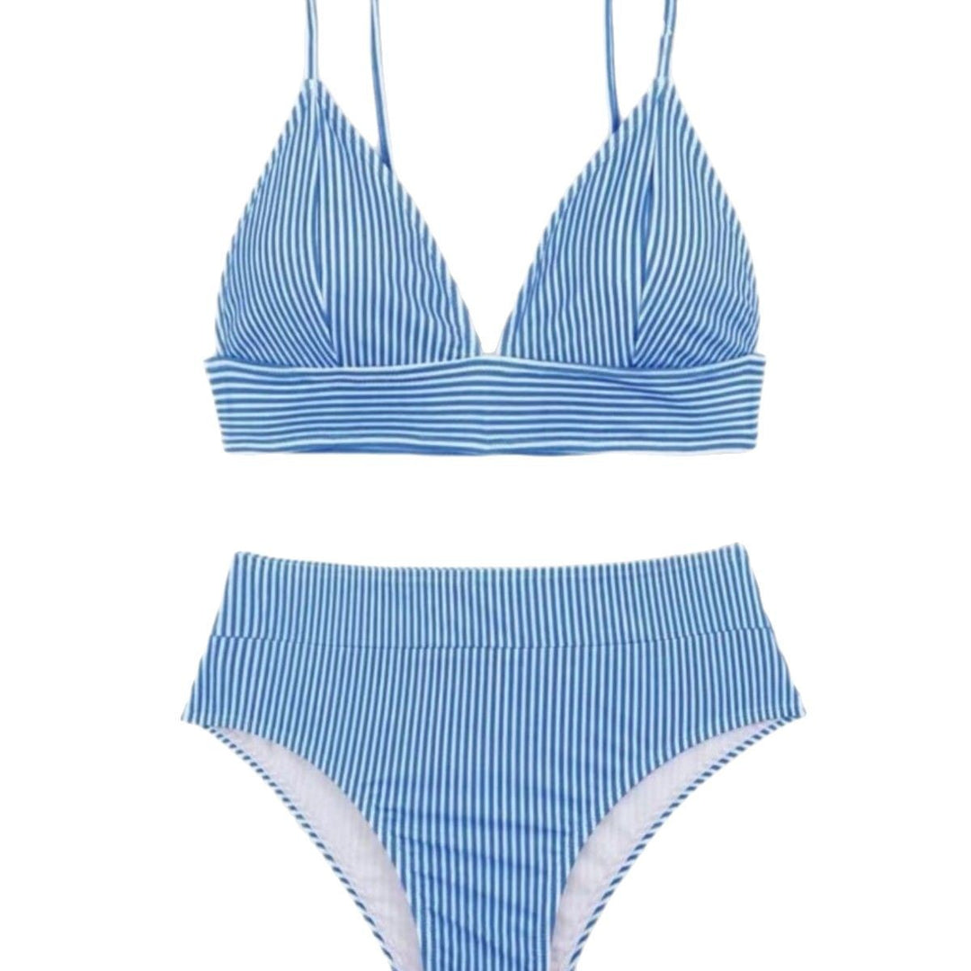 Kvinder stribet høj taljet bikini sæt Stilla