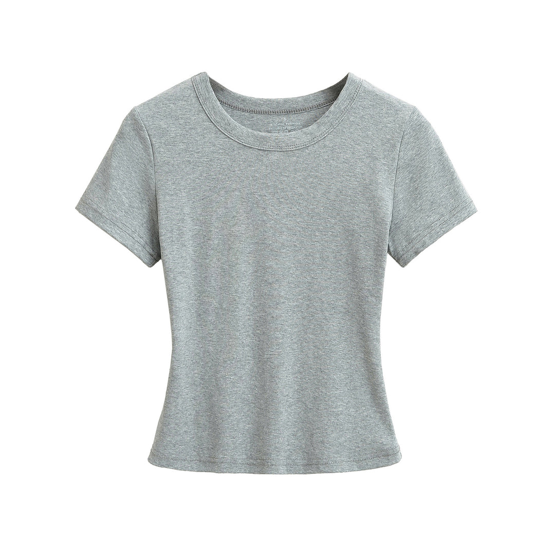 Dame klassisk Basic-T-shirt med elastisk bomuldsblanding og tætsiddende snit Stilla